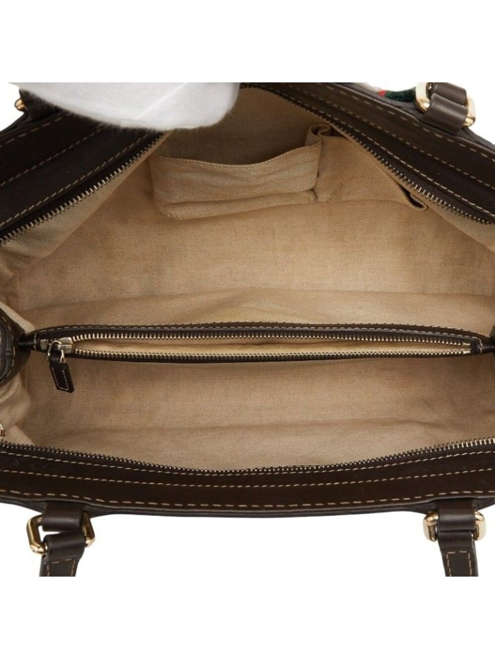 Gucci GG Canvas Tote Beige Leather - Picture 8 of 10